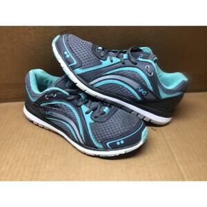 Ryka Aries Gray & Aqua Blue Sneakers Women's 8.5 Athletic Walking Shoes